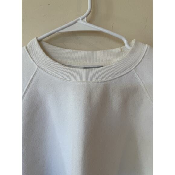 TNA Aritzia Cozy Fleece Long Sleeve Cropped Length Sweatshirt White Large - Picture 4 of 8
